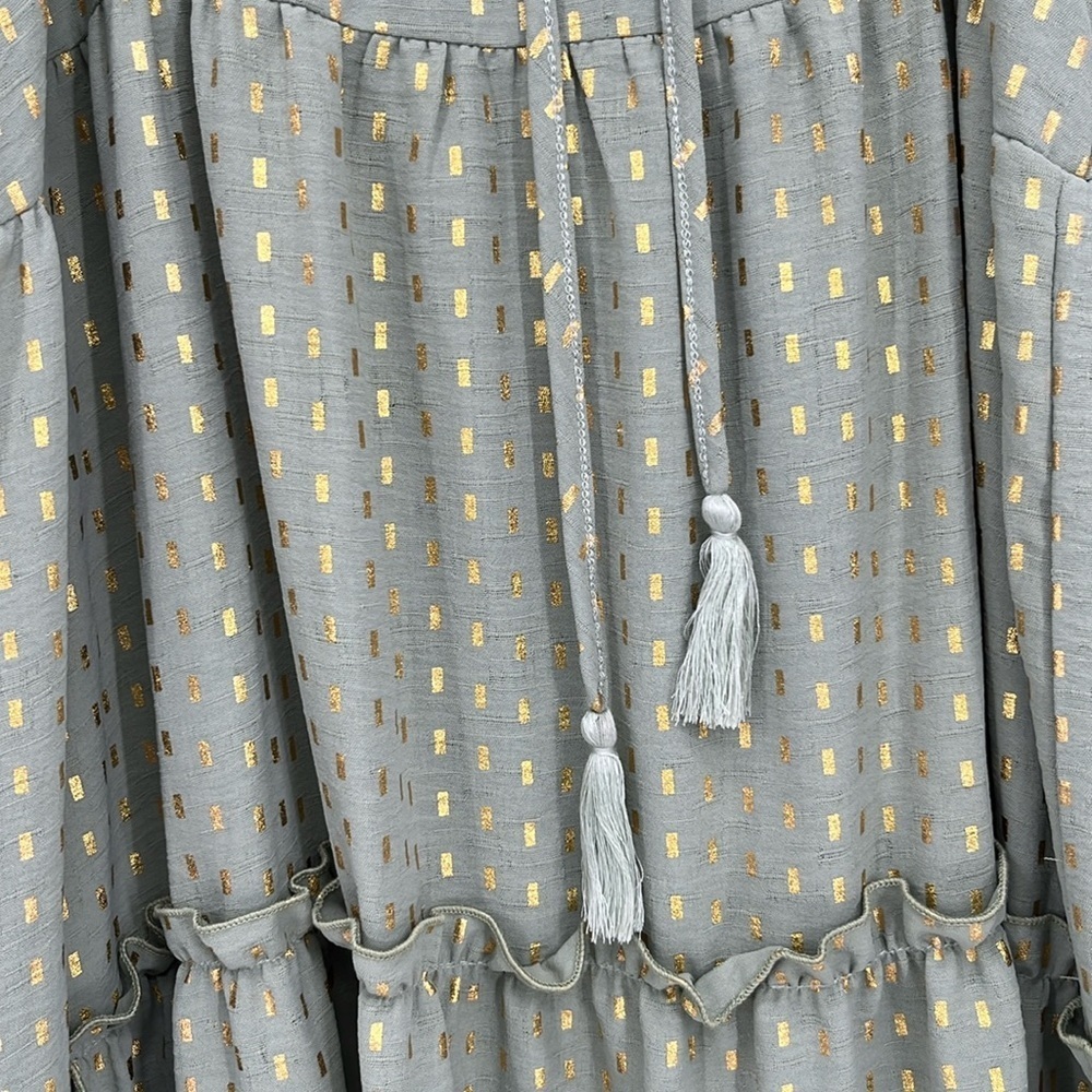 White Birch Green & Gold Tiered Maxi Dress | NWT Boutique | Size XL - Picture 10 of 10
